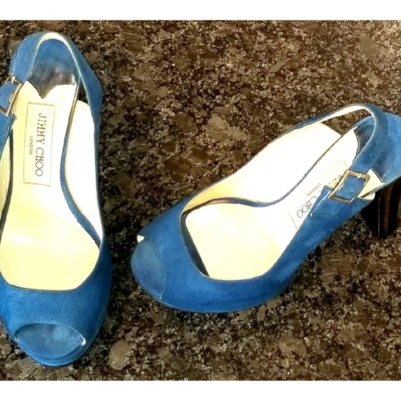 Authentic Jimmy Choo Suede Platform Slingbacks - Picture 3 of 14